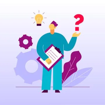Vector flat style business teamwork and idea  design concept with big modern  Stock Illustration