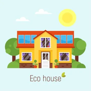 Vector flat style concept of Eco house Stock Illustration