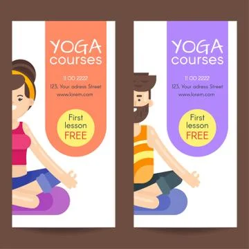 Vector flat style design template for yoga flyer. Stock Illustration