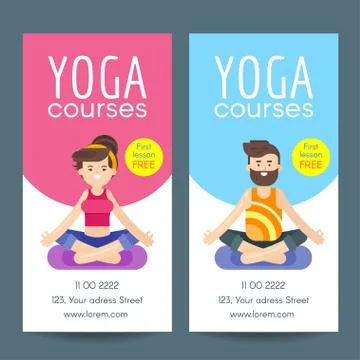 Vector flat style design template for yoga flyer. Stock Illustration