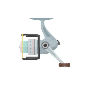 Vector flat style gray fishing reel illustration. Stock Illustration