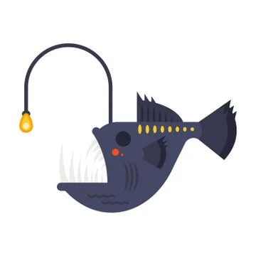 Vector flat style illustration of angler fish. Stock Illustration