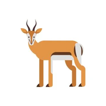 Vector flat style illustration of antelope. Stock Illustration