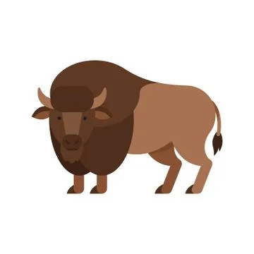 Vector flat style illustration of aurochs. Stock Illustration