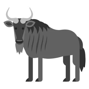 Vector flat style illustration of black wildebeest Stock Illustration