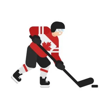Vector flat style illustration of Canadian hockey player. Stock Illustration