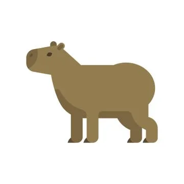 Vector flat style illustration of capybara Stock Illustration