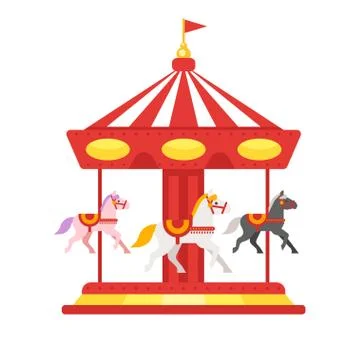 Vector flat style illustration of carousel. Icon for web. Illustrazione stock