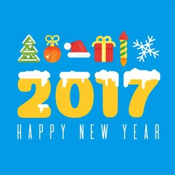 Vector flat style illustration of christmas greetings. Template for holiday g Stock Illustration