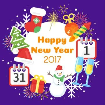 Vector flat style illustration of Christmas greetings. Stock Illustration