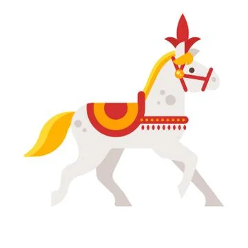 Vector flat style illustration of circus white horse. Stock Illustration