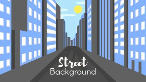 Vector flat style illustration of city street. Stock Illustration
