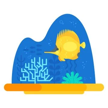 Vector flat style illustration of coralreef. Illustrazione stock