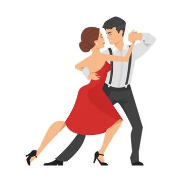 Vector flat style illustration of couple dancing tango. Stock Illustration