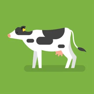 Vector flat style illustration of cow. Stock Illustration