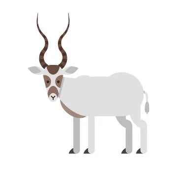 Vector flat style illustration of desert Addax antelope. Stock Illustration