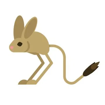 Vector flat style illustration of desert jerboa. Stock Illustration
