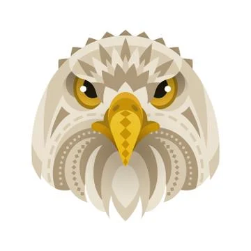 Vector flat style illustration of eagle face. Stock Illustration