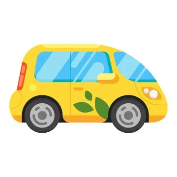 Vector flat style illustration of electric car. Stock Illustration