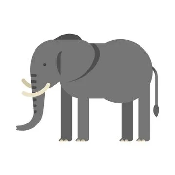 Vector flat style illustration of elephant. Stock Illustration