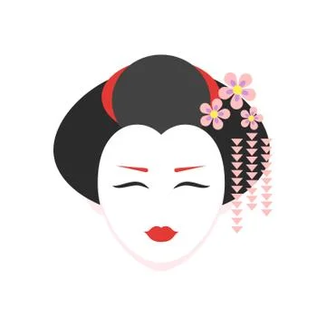 Vector flat style illustration of geisha. Stock Illustration
