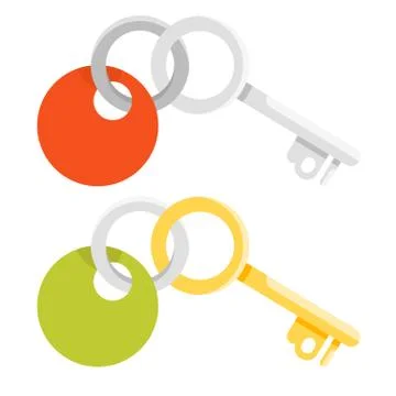 Vector flat style illustration of golden and metal keys. Illustrazione stock
