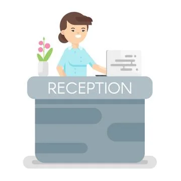 Vector flat style illustration of hotel reception. Stock Illustration
