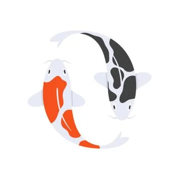 Vector flat style illustration of Japanese koi fish. Stock Illustration