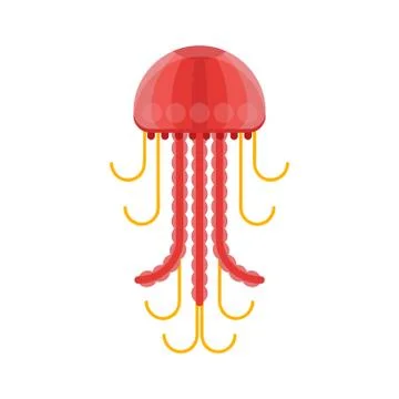 Vector flat style illustration of jelly fish. Stock Illustration