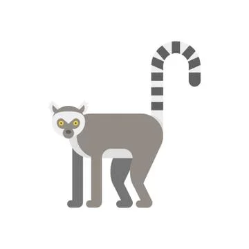 Vector flat style illustration of lemur. Stock Illustration