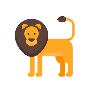 Vector flat style illustration of lion Stock Illustration