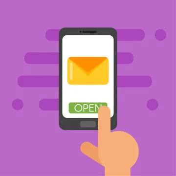 Vector flat style illustration of mail smartphone screen. Stock Illustration