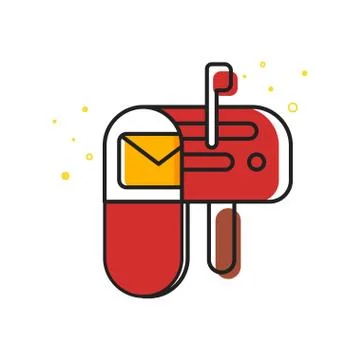 Vector flat style illustration of mailbox. Stock Illustration