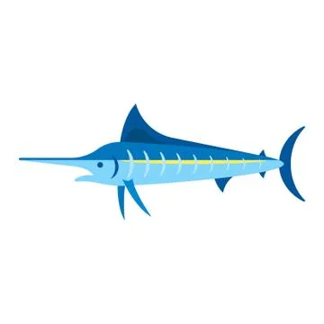 Vector flat style illustration of marlin Illustrazione stock