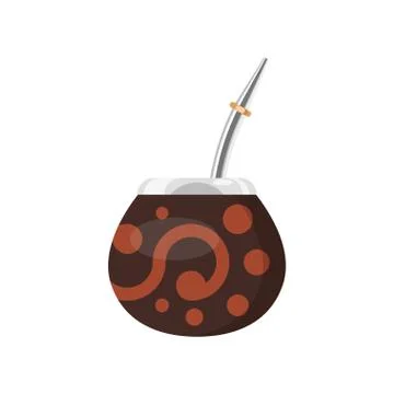 Vector flat style illustration of Mate in a traditional mate cup. Stock Illustration