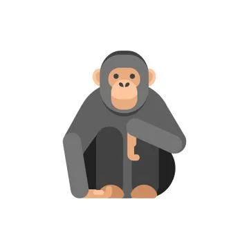 Vector flat style illustration of monkey. Stock Illustration