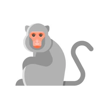 Vector flat style illustration of monkey. Illustrazione stock
