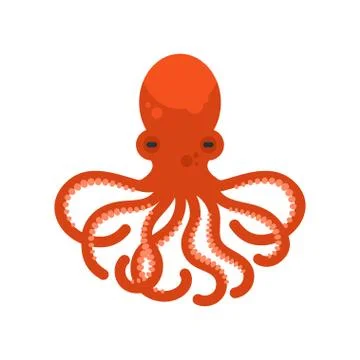Vector flat style illustration of octopus. Stock Illustration