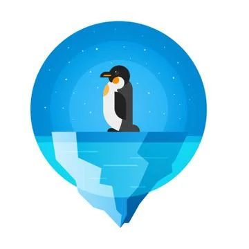 Vector flat style illustration of penguin. Stock Illustration