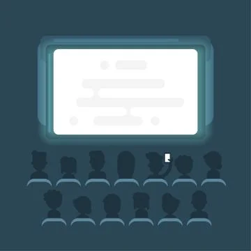 Vector flat style illustration of people watching movie Illustrazione stock