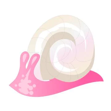 Vector flat style illustration of pink snail. Icon for web or any design.  Stock Illustration