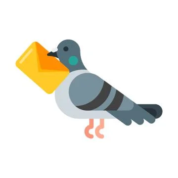Vector flat style illustration of post pigeon. Stock Illustration