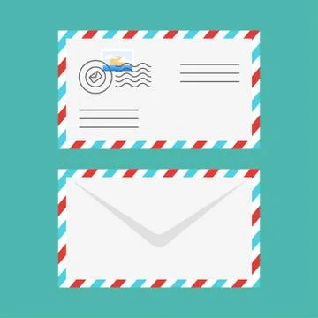 Vector flat style illustration of postal envelope. Stock Illustration