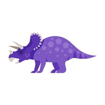 Vector flat style illustration of prehistoric animal - Triceratops. Stock Illustration