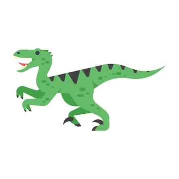 Vector flat style illustration of prehistoric animal - Velociraptor. Stock Illustration