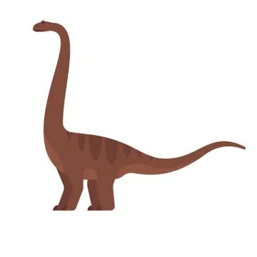 Vector flat style illustration of prehistoric animal - brontosaurus. Stock Illustration