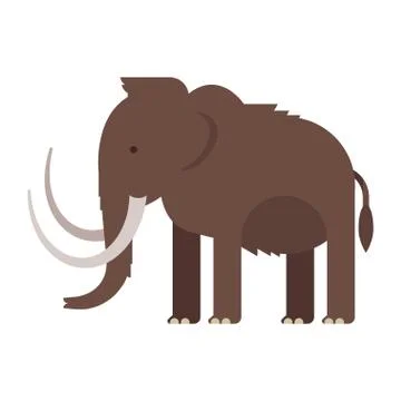Vector flat style illustration of prehistoric animal - mammoth. Stock Illustration