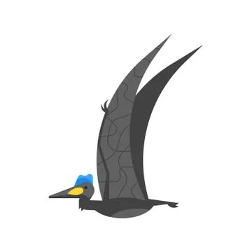 Vector flat style illustration of prehistoric animal - Quetzalcoatlus. Stock Illustration