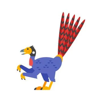Vector flat style illustration of prehistoric animal - Epidexipteryx. Stock Illustration