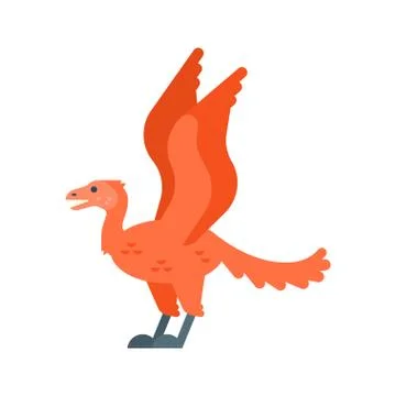 Vector flat style illustration of prehistoric animal - Archaeopteryx. Stock Illustration